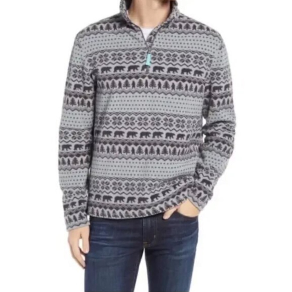 Men’s CHUBBIES 1/4 Zip Pullover Bear Hug Fleece Long Sleeve Gray- Size small